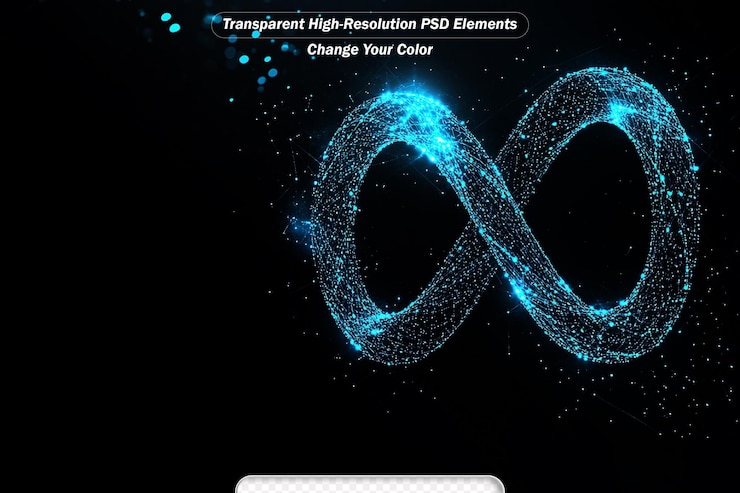 PSD el icono infinito de líneas y triángulos señala la conexión de la red en fondo azul