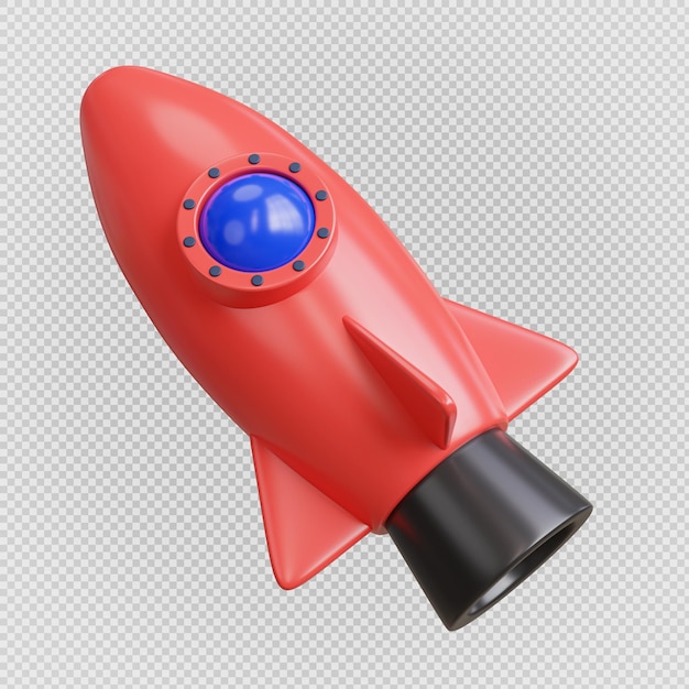 PSD icono de inicio de cohete espacial de renderizado 3d