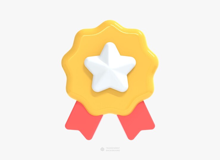 PSD el icono de la insignia de estrella aislado en un fondo blanco ilustración de renderización 3d