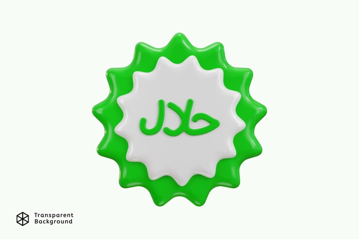 PSD el icono de la insignia halal en 3d