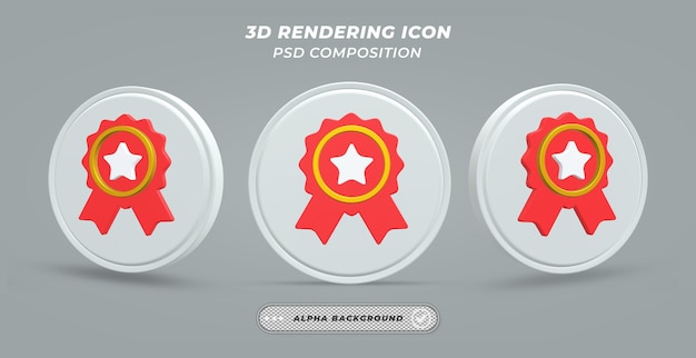PSD icono de insignia en renderizado 3d