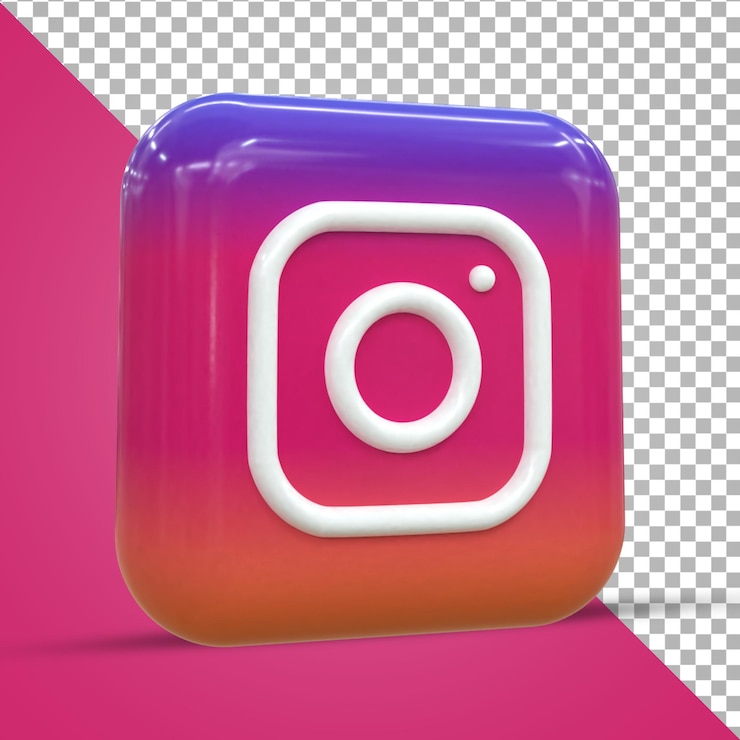 PSD icono de instagram 3d social media concepto de icono 3d brillante colorido representación 3d para composición