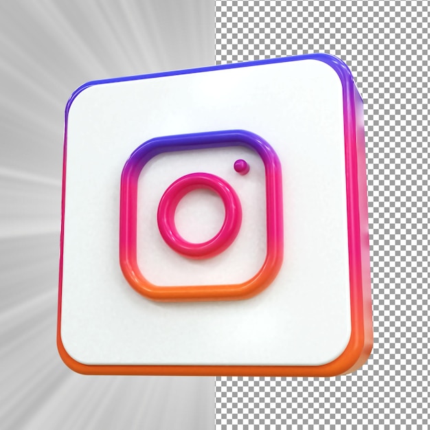 Icono de Instagram 3d Social Media Concepto de icono 3d brillante colorido Representación 3d para composición