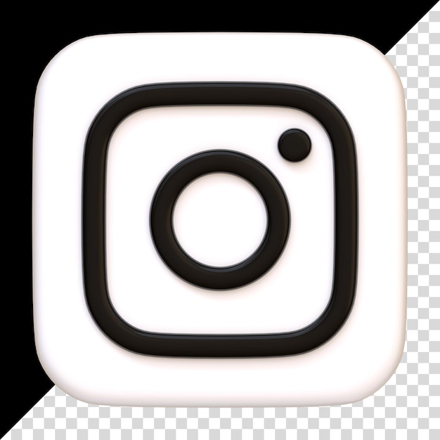 PSD icono de instagram aislado sobre fondo negro icono de cámara marco de fotos botón cuadrado de la aplicación de redes sociales