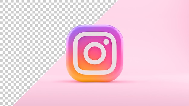 Icono de Instagram aislado sobre un fondo rosa en renderizado 3D