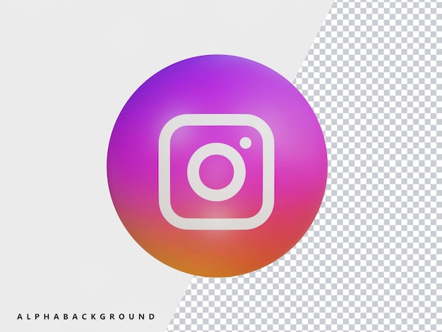 Icono de instagram render 3d transparente