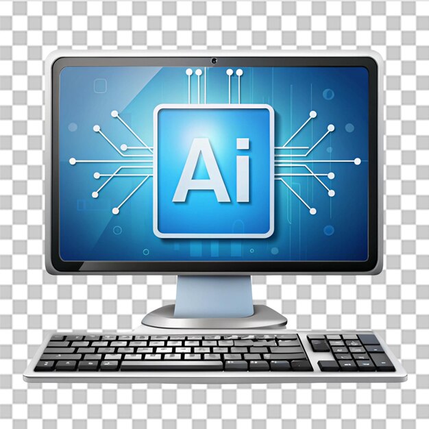 Un icono de inteligencia artificial de computadora aislado en un fondo transparente