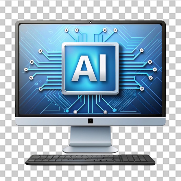 Un icono de inteligencia artificial de computadora aislado en un fondo transparente