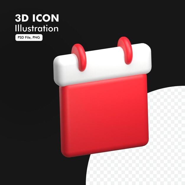 icono de interfaz de usuario 3d de calendario rojo
