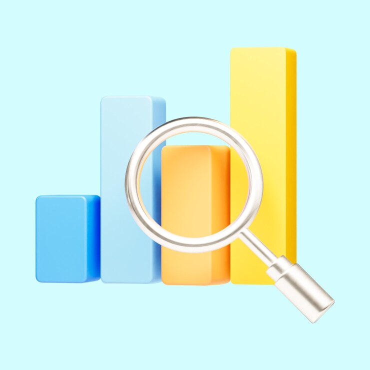 Icono de interfaz de usuario de análisis de datos de renderizado 3d