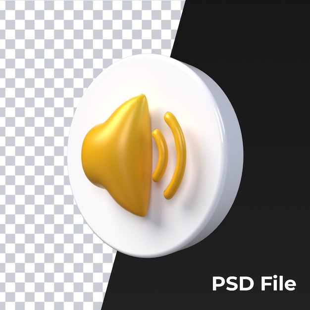 Icono de interfaz de usuario brillante mate amarillo sonido 3D render Premium Psd