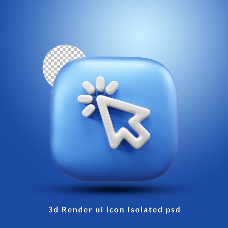 PSD icono de interfaz de usuario de cursor 3d aislado