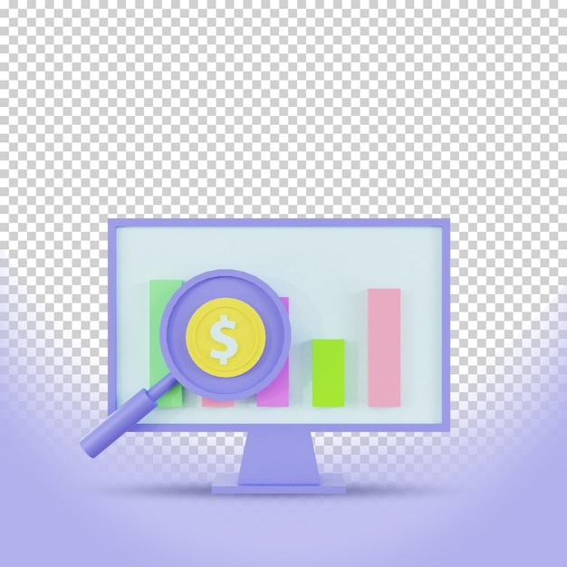 Icono de interfaz de usuario de renderizado 3d de análisis empresarial