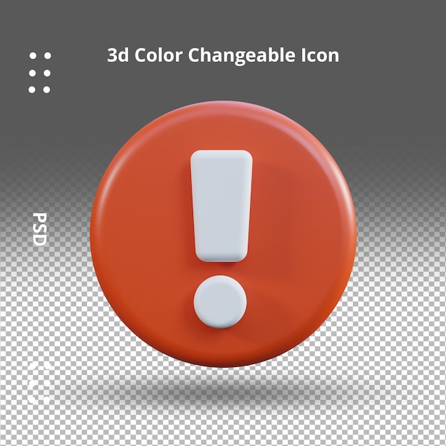 icono de interfaz de usuario de señal de advertencia de alerta roja 3d