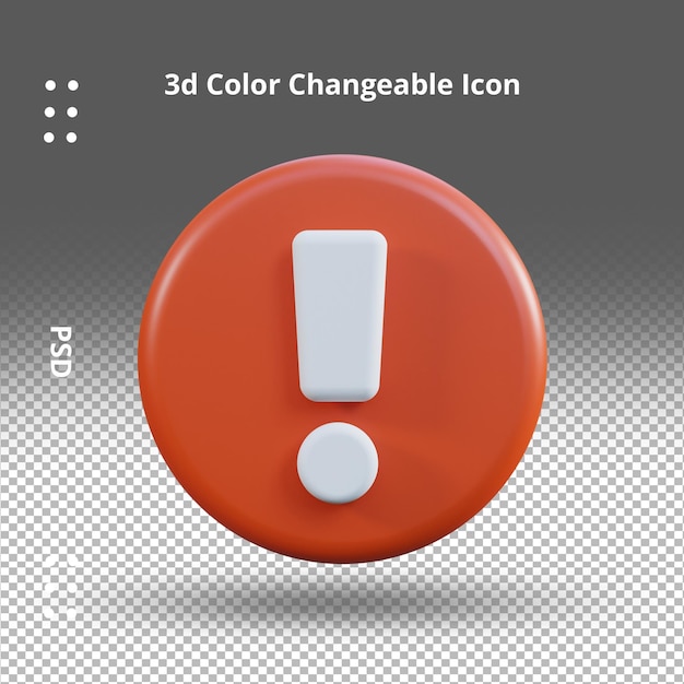 Icono de interfaz de usuario de señal de advertencia de alerta roja 3d