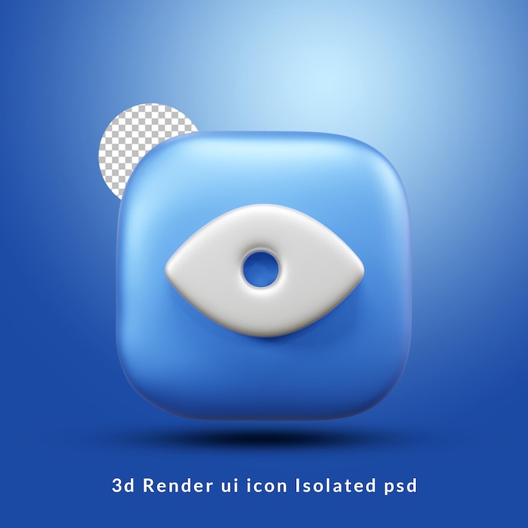 PSD icono de interfaz de usuario de símbolo de ojo 3d aislado