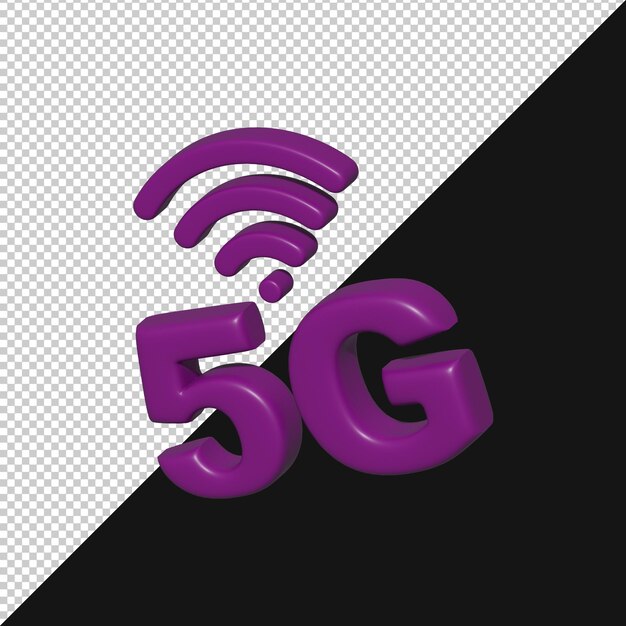 Icono de Internet inalámbrico 5G renderizado en 3D