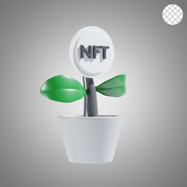 PSD icono de la inversión en 3d de nft