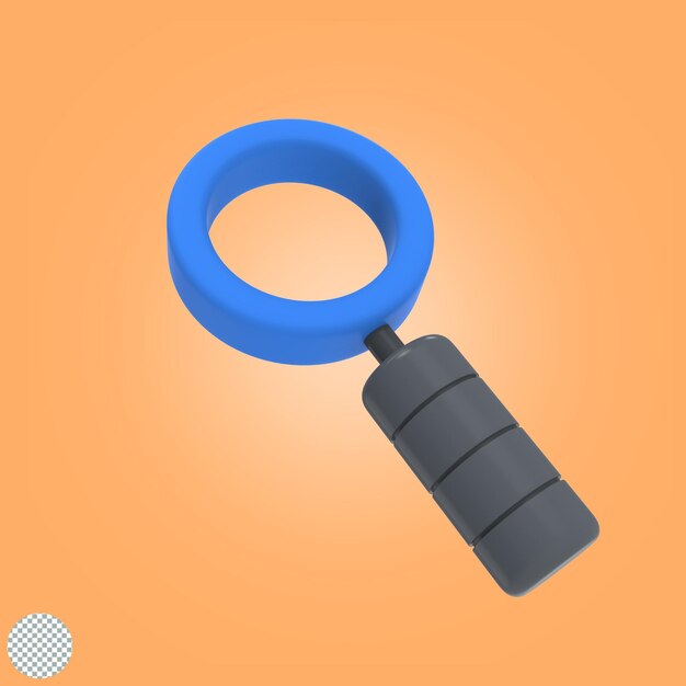 icono de investigación aislado de ilustración 3d de lupa