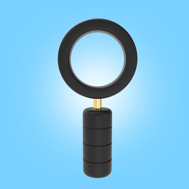 icono de investigación aislado de ilustración 3d de lupa