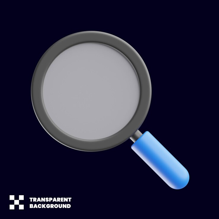 PSD icono de investigación de lupa en renderizado 3d minimalista