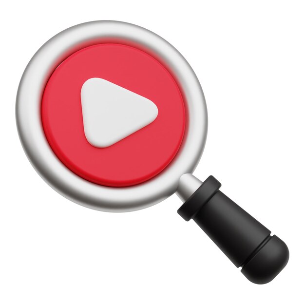 icono de investigación de video 3D aislado en el fondo blanco