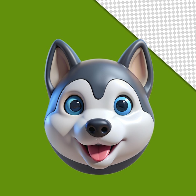 PSD icono de invierno 3d con husky en transparente