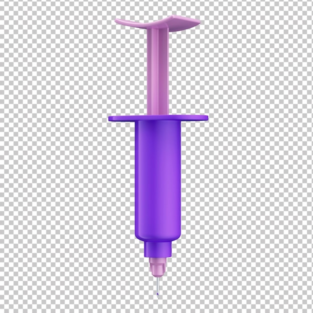 Icono de jeringa rosa y púrpura 3d con fondo transparente