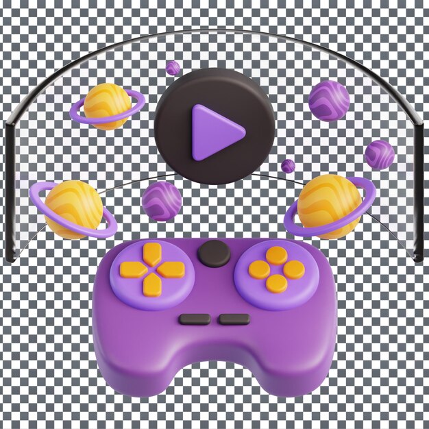 Icono de juego psd 3d en fondo aislado y transparente