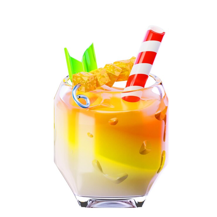 PSD icono de jugo de mango 3d icono de bebida aislado sobre un fondo transparente ilustración 3d de alta resolución