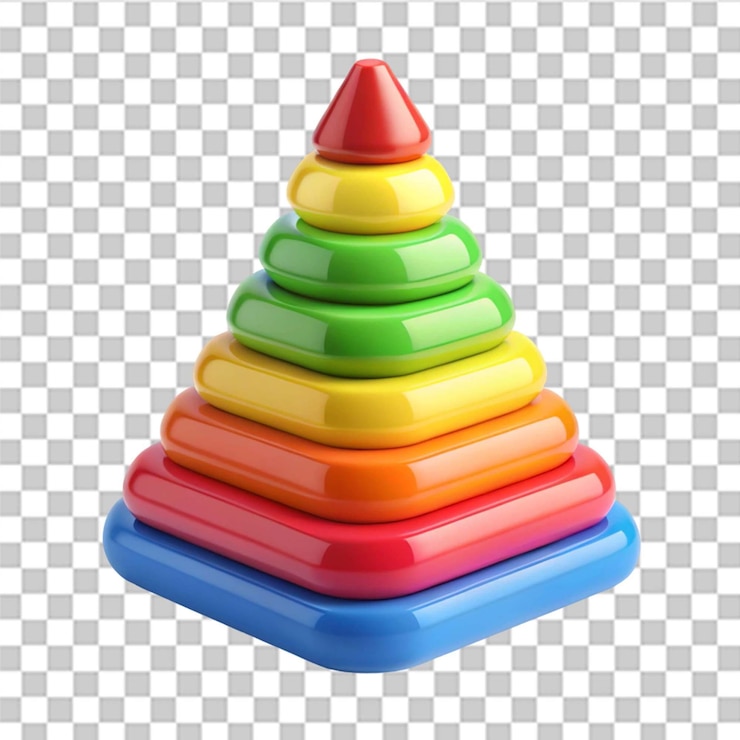 PSD el icono de juguete de la pirámide de renderización 3d aislado en un fondo transparente
