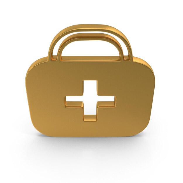 Icono de kit médico 3D con elementos esenciales de salud de emergencia para diseños de seguridad y atención médica