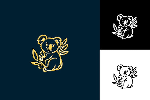 Icono de Koala Emblema acurrucado con frontera australiana Ilustración suave de Koala Diseño artístico vectorial de animales