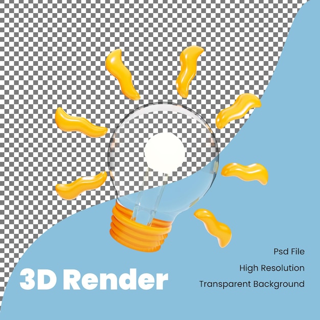 Icono de lámpara de idea de renderizado 3d