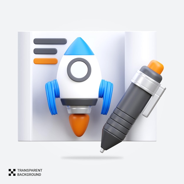 Icono de lanzamiento del proyecto de renderización PSD 3D