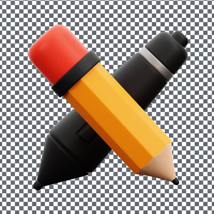 PSD icono de los lápices psd 3d en un fondo aislado y transparente