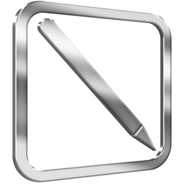 PSD icono de lápiz 3d con efecto metálico plateado
