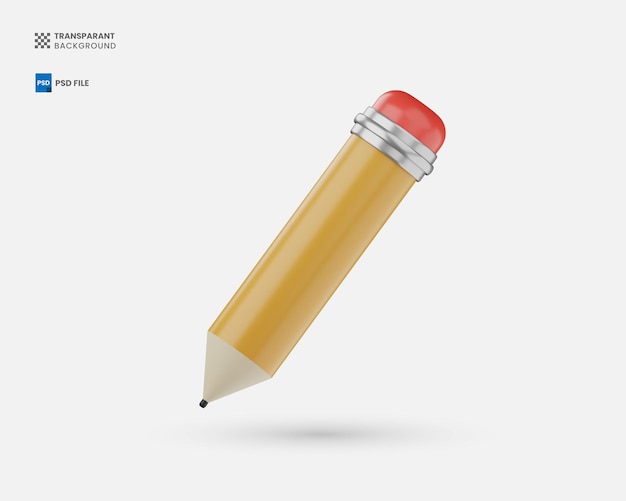 Icono de lápiz 3D elemento concepto de equipo de educación escolar
