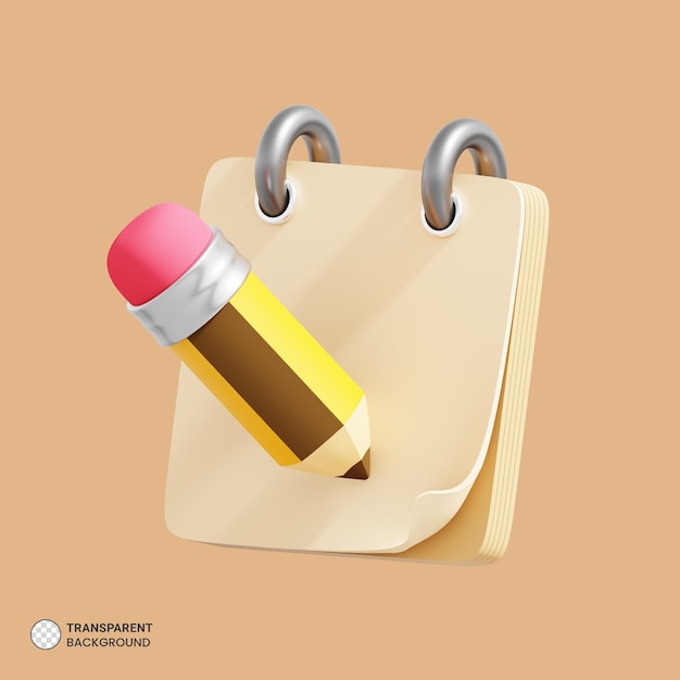 Icono de lápiz de carbón de escritura Ilustración de procesamiento 3d aislado