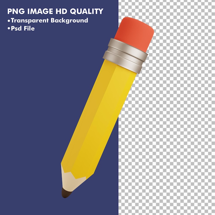 PSD icono de lápiz de renderización en 3d