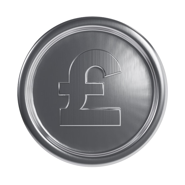 Un icono de la libra de moneda de plata de 3d
