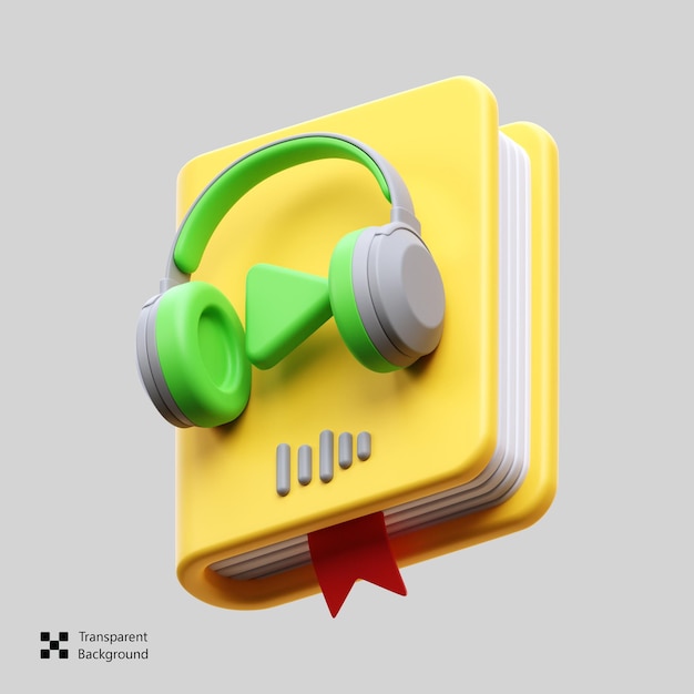 Icono del libro de auriculares 3D
