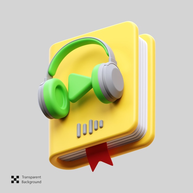 PSD icono del libro de auriculares 3d