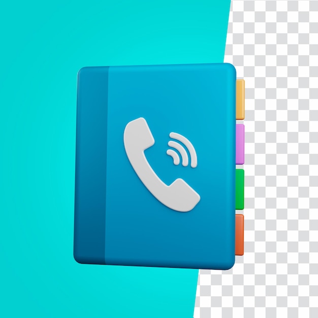 icono de libro de contactos de renderizado 3d