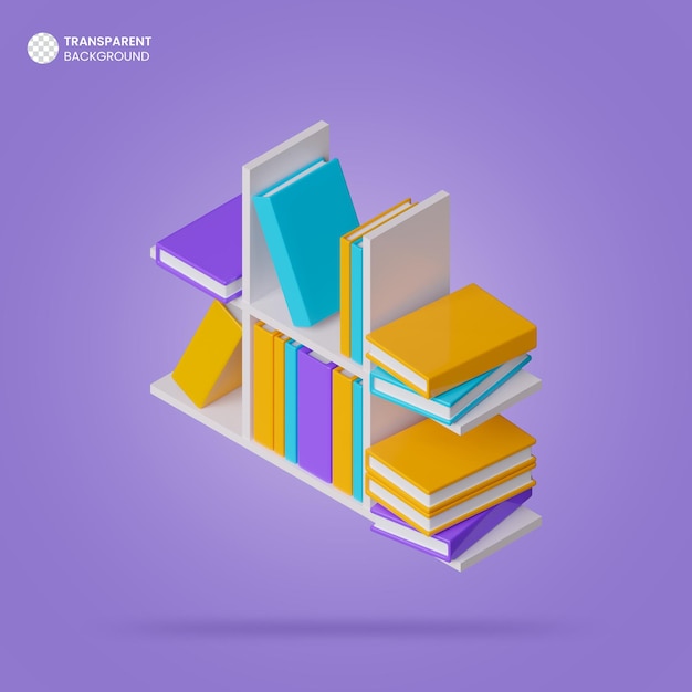 Icono de libro de educación de procesamiento 3d aislado