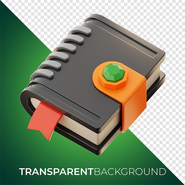 Icono de libro mágico de juego premium Representación 3d sobre fondo aislado PNG