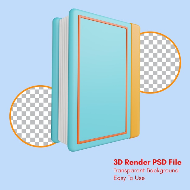 PSD icono de libro de procesamiento 3d con fondo transparente