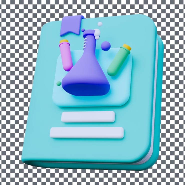 PSD icono de libro psd 3d en fondo aislado y transparente