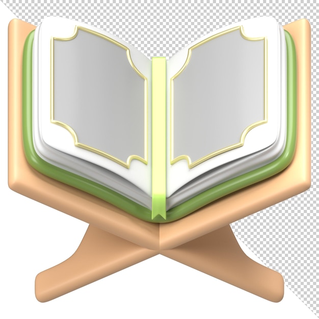 Icono del libro sagrado del Corán 3D para Ramadán y Eid