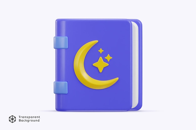 Icono del libro sagrado islámico ilustración vectorial de renderización 3D